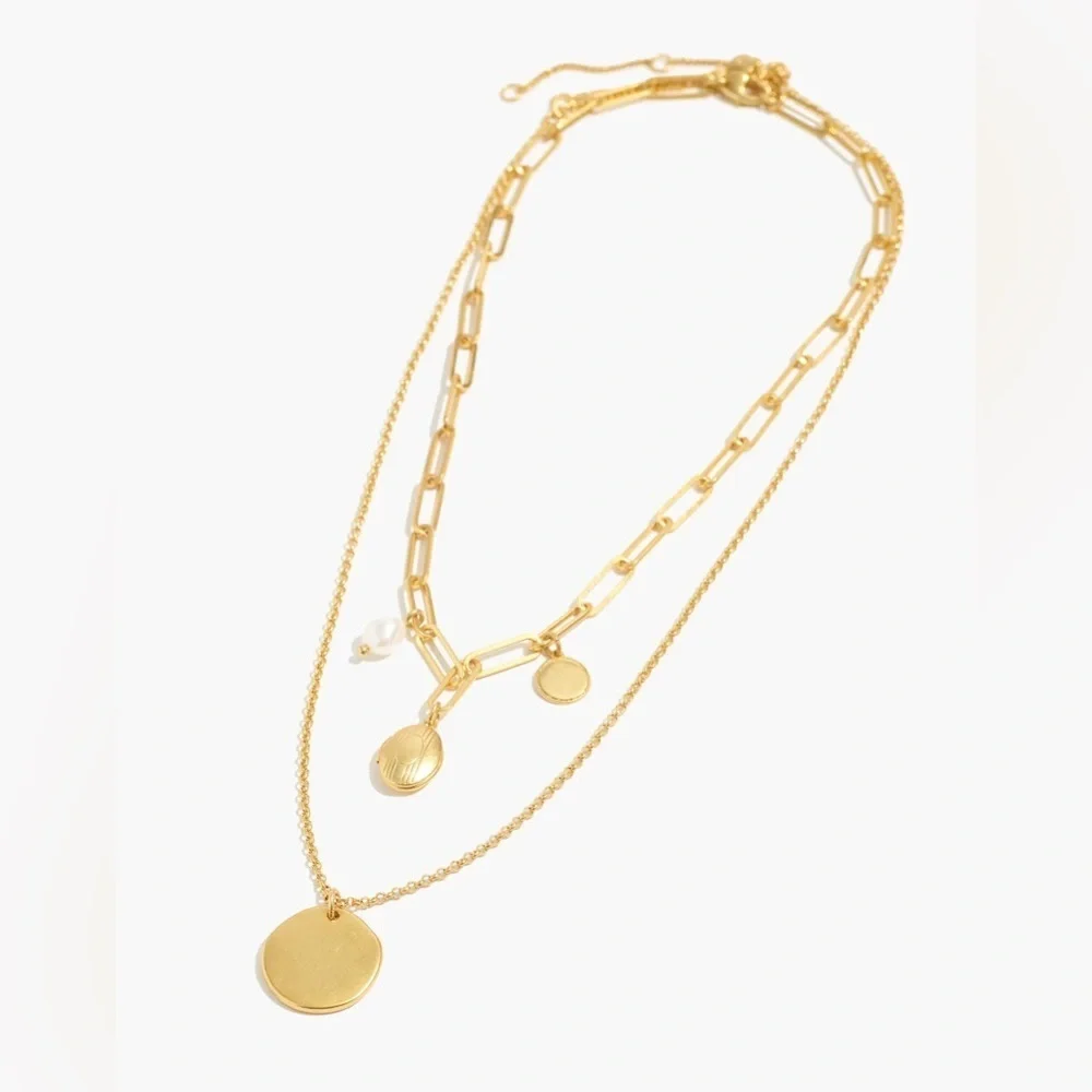 Madewell Locket Charm Necklace Set in Gold - Picture 3 of 3